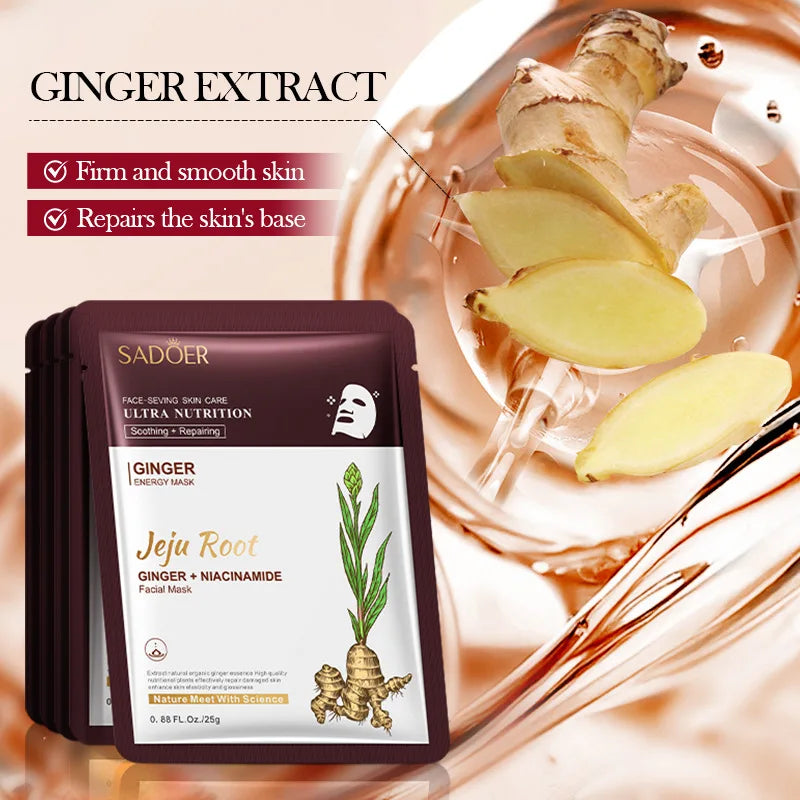 5 pz SADOER Radice di Pianta Maschera Per Il Viso Ginseng Sbiancamento Maschere Per Il Viso Idratante Rassodante Idratante Viso Copriletto Maschera Cura Della Pelle