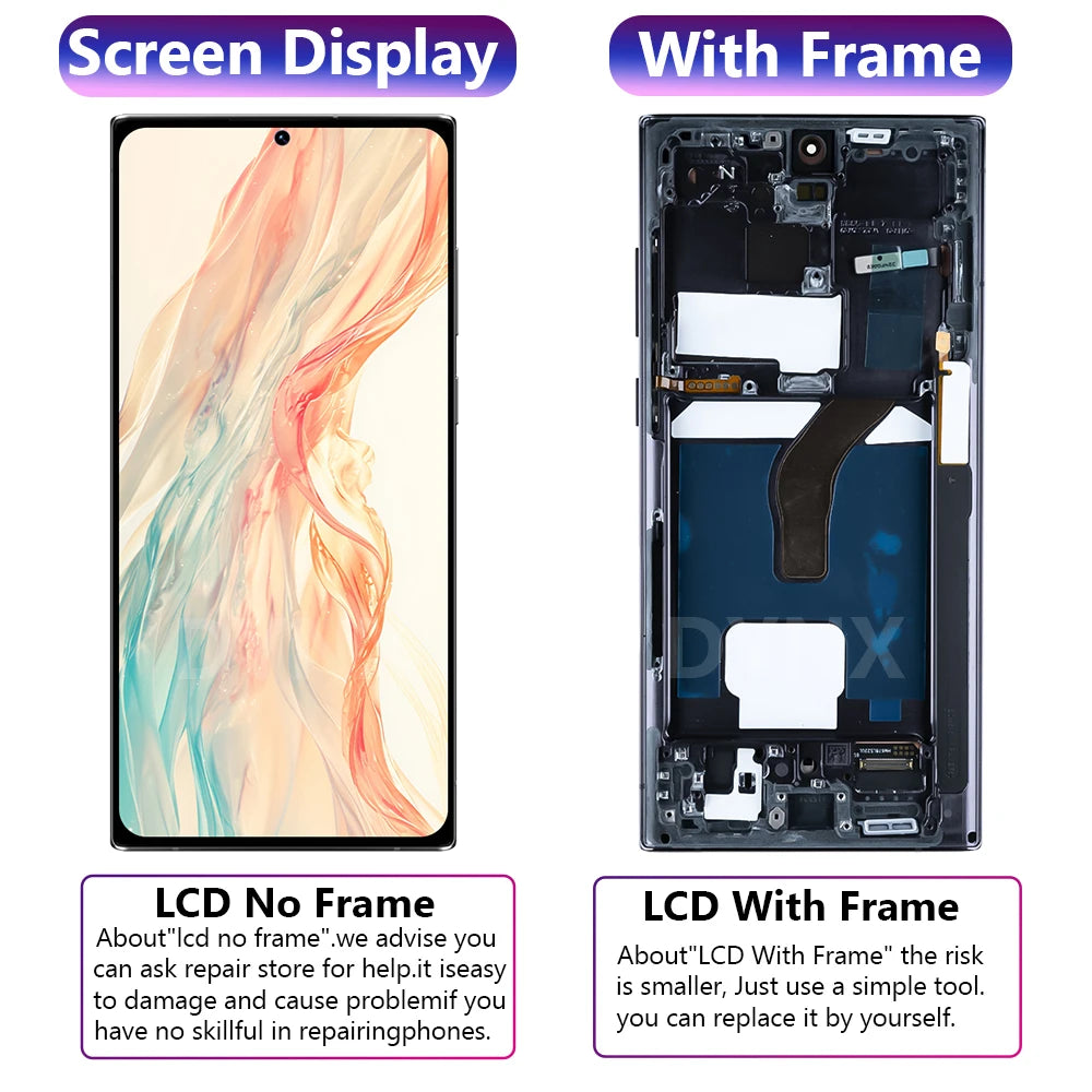 UE 6.78 ''Nuovo Display AMOLED Per Samsung Galaxy S22 Ultra 5G LCD S908 S908B S908U Con Telaio Touch Screen Digitizer sostituzione