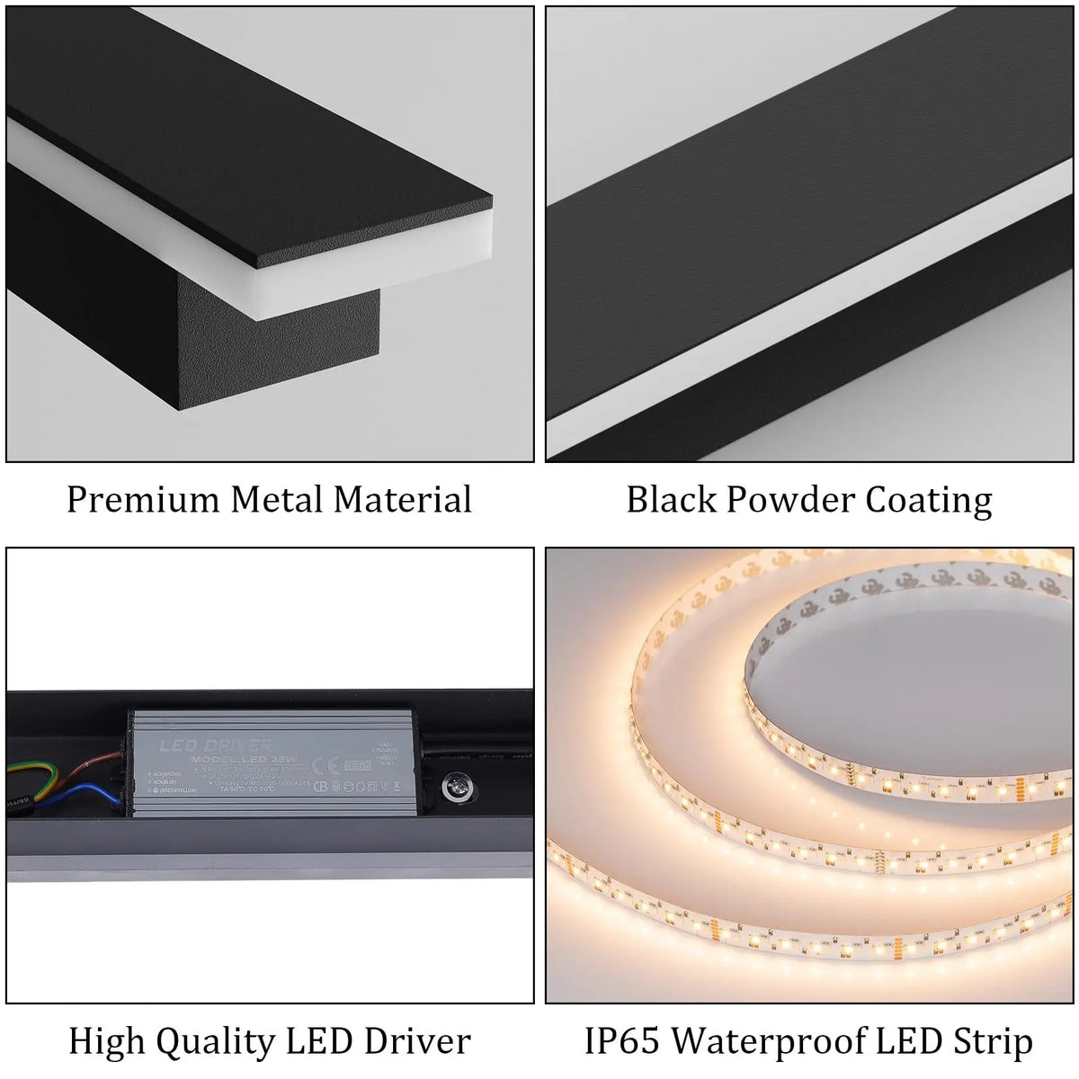 Lampada da Parete LED Moderna IP65 Impermeabile Nera per Esterni, Giardino, Scale, Portico, Illuminazione da Parete Antiruggine per Interni e Soggiorno