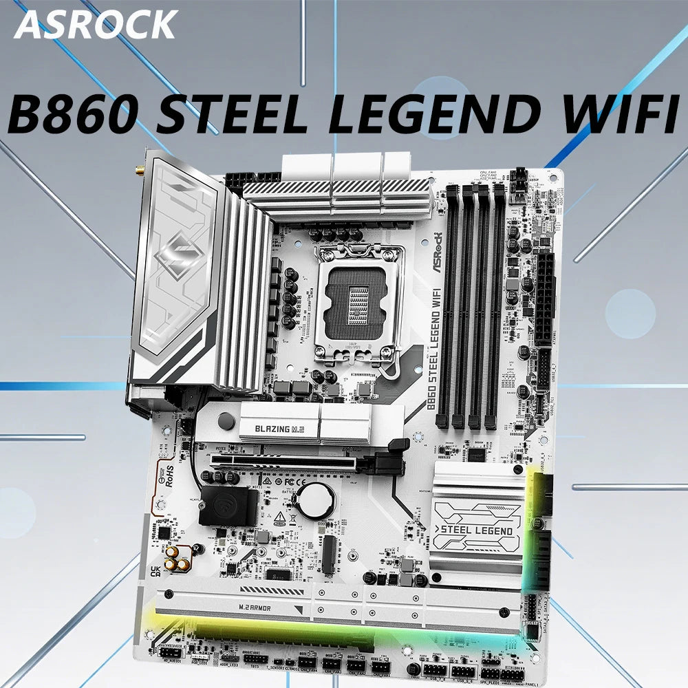 Scheda Madre ASROCK B860 STEEL LEGEND WIFI LGA1851 Supporta Core Ultra 5 225F 5 225 7 265KF 7 265F DDR5 256GB 2.5GbE ATX PCI-E 5.0