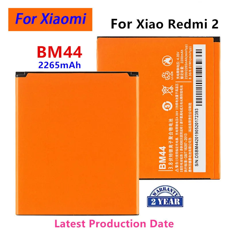 100% batteria originale BM44 2650mAh per Xiaomi Redmi 2/Hongmi 2 BM44 batterie di ricambio per telefono di alta qualità