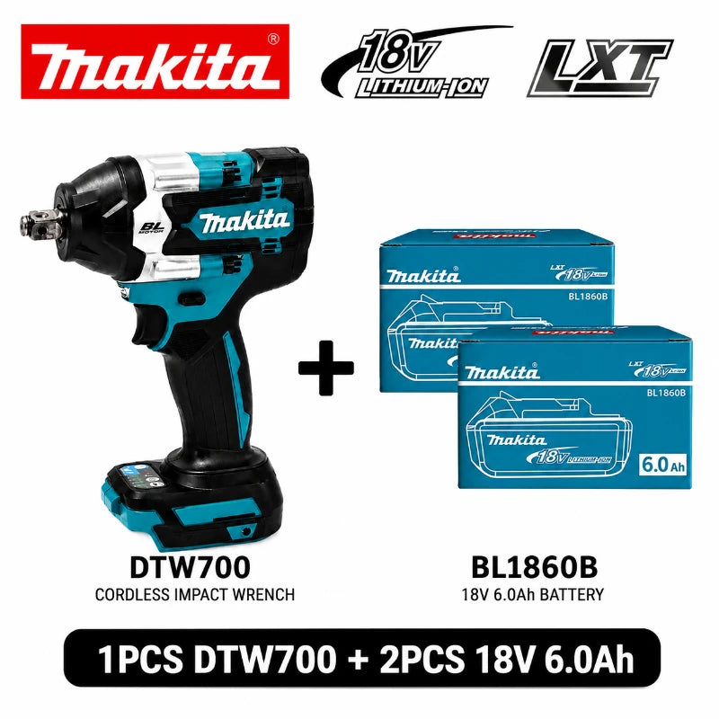 Avvitatore a impulsi Makita DTW700 18V senza fili, brushless, 700 Nm, professionale, con attacco quadrato da 1/2 pollice, velocità variabile, Auto-Stop, compatibile con batterie Makita LXT BL1830 BL1840 BL1850 BL1860B - Maga