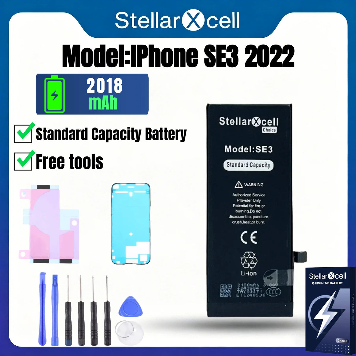 Batteria per iPhone, per iPhone 14 14Pro 14ProMax, Batteria di Capacità Standard, Batteria di Qualità Standard, Sostituzione Batteria iPhone con Strumenti Gratuiti, 0 Cicli, Mostra il 100% della Salute della Batteria