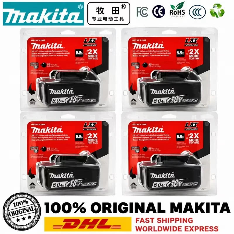Batteria Makita 18V 6Ah, con indicatore di carica, batteria ricaricabile Makita, BL1830 BL1840 BL1850, batteria per elettroutensili, spedizione dalla Polonia