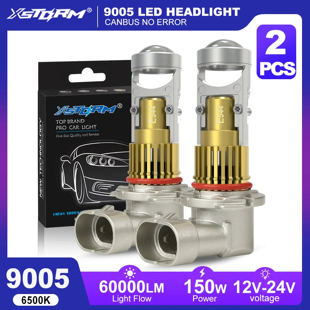 XSTORM H7 Proiettore LED Faro H11 H8 9005 9006 H4 Lente per proiettore LED Hedalights Canbus 60000LM 150W Auto Fascio alto e basso 12V