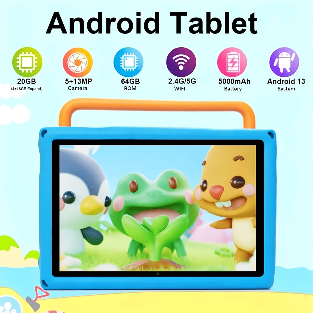 Koomdigi T30 Pro-K Tablet Android 13 da 10,1", 20GB di RAM (4GB+16GB estesi), 64GB di ROM, Chiamate 4G LTE, Wi-Fi Dual-Band, Display IPS 1280×800, Processore Octa-Core MTK, Batteria da 5000mAh, Doppia Fotocamera, Custodia in
