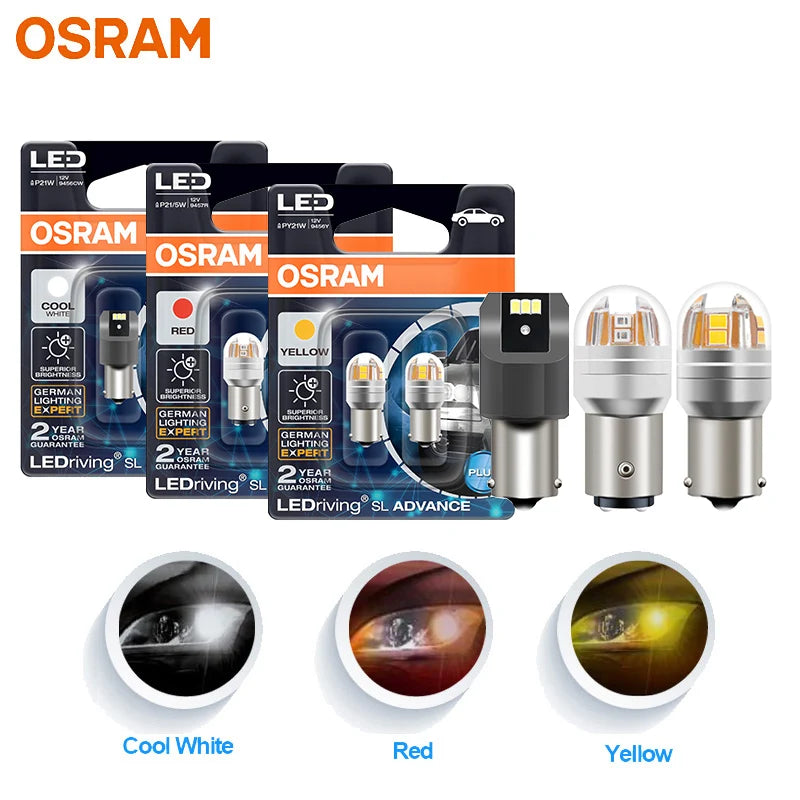 OSRAM Aggiornamento Luce di segnalazione a LED S25 P21W PY21W P21/5W LEDriving SL Advance 1156 1157 LED Lampadina fendinebbia per auto Posizione freno Lampada stop 2X