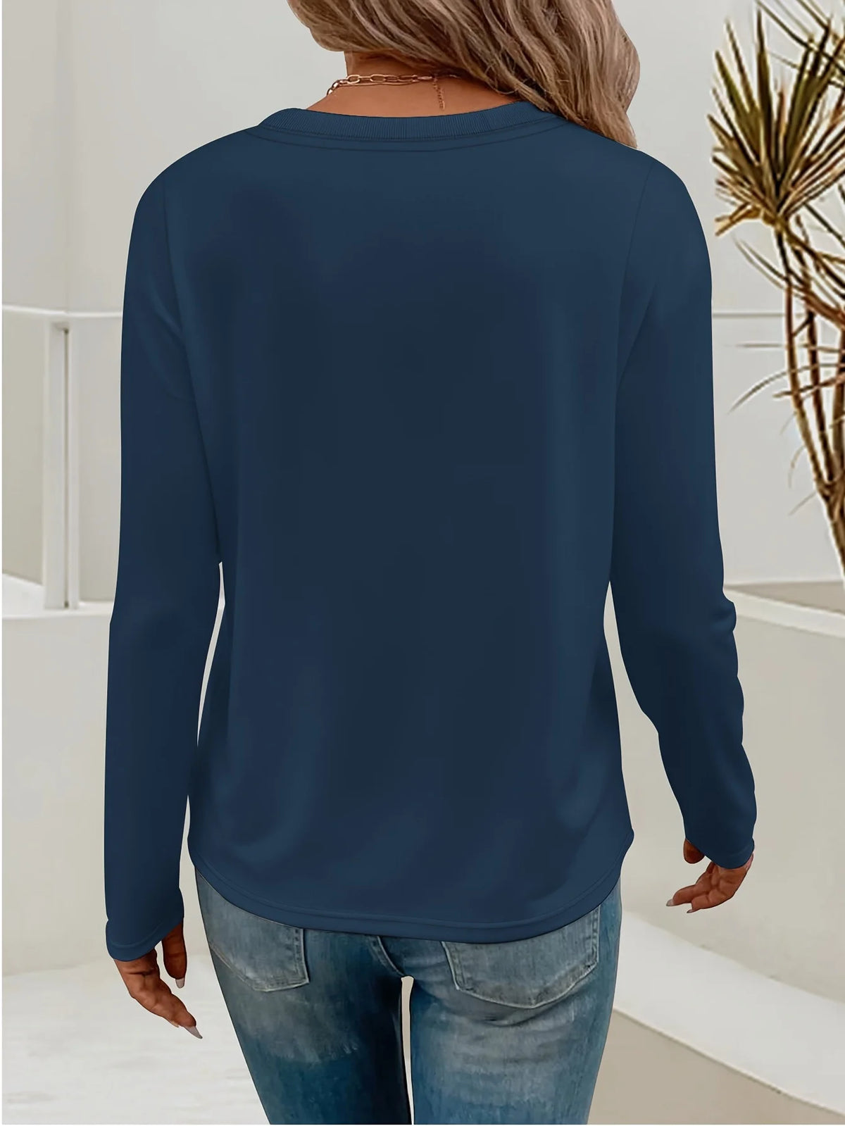 T-shirt da donna in 100% puro cotone, ideale per la primavera e l’autunno, comoda, casual, a maniche lunghe, con stampa grafica a tema parigino e scollo rotondo.