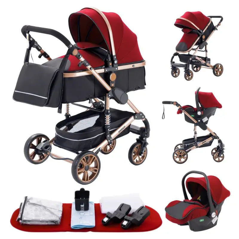 Nuovo passeggino di lusso 3 in 1 carrozzina da viaggio portatile pieghevole carrozzina alta paesaggio telaio in alluminio passeggino neonato