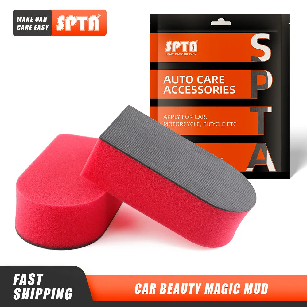 SPTA 1PC Tampone in Argilla Magica Rossa per Lavaggio Auto, Spugna per Pulizia e Dettagli Auto, Accessori per il Lavaggio
