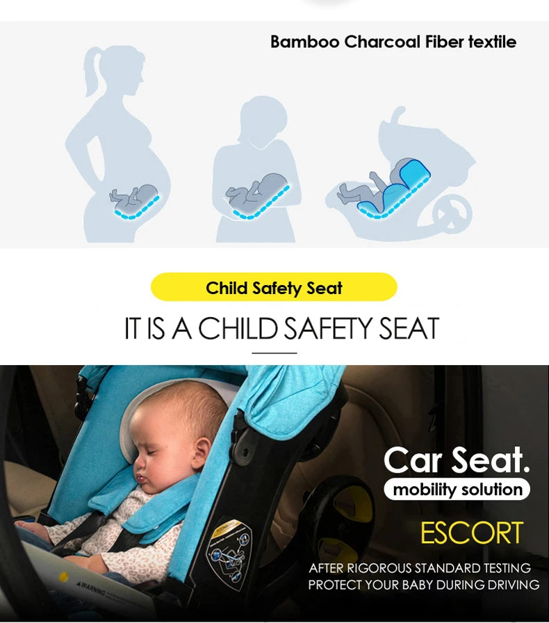 Passeggino 3-in-1 per Neonati, Sistema da Viaggio con Sedile Auto Rimovibile, Telaio in Alluminio Leggero e Ammortizzazione degli Urti, per Bambini da 0 a 4 Anni