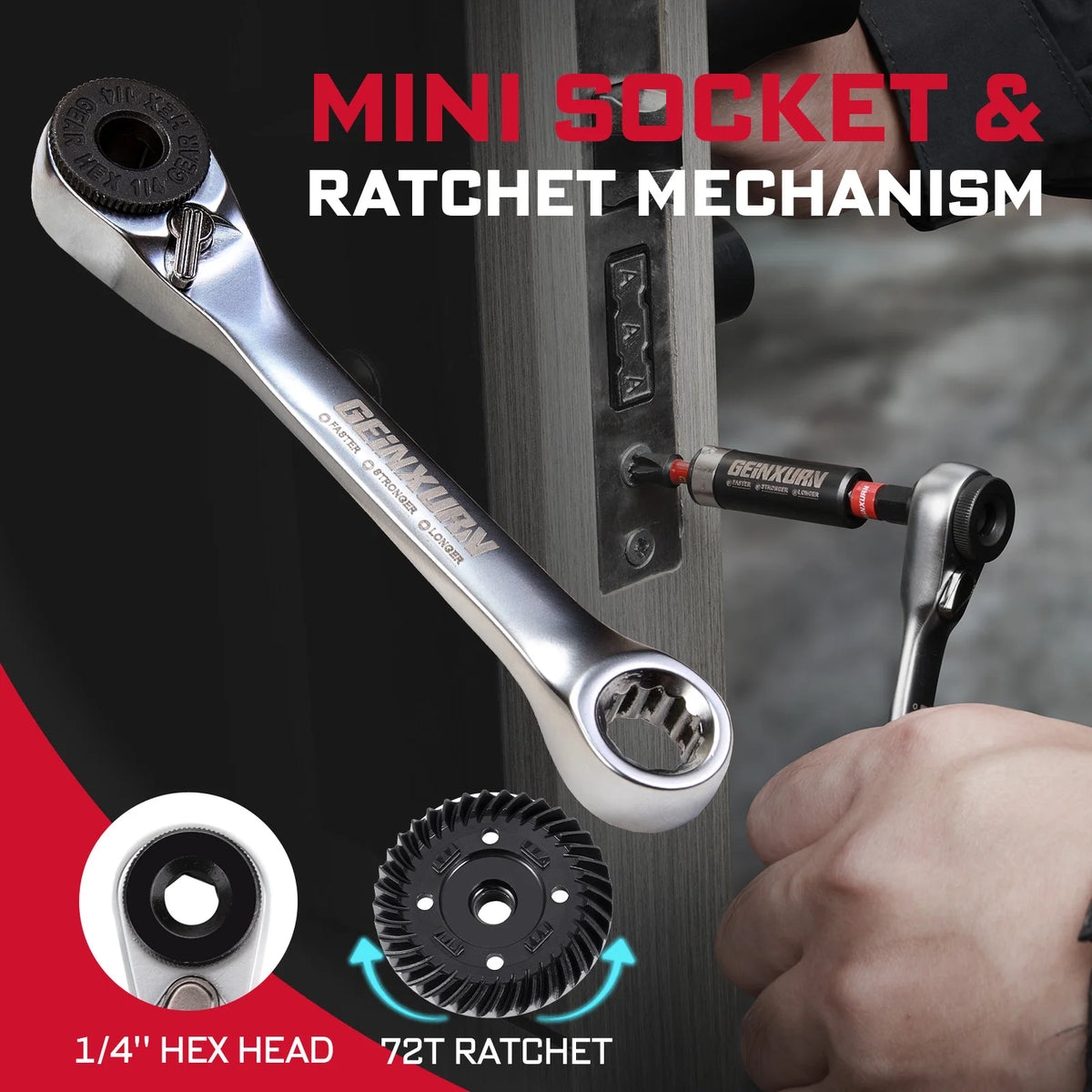 Geinxurn Set di strumenti da 58 pezzi confezionato con punte per cacciavite a percussione, mini Wrech, trapano a gradini, adattatore per presa e portapunte per fai da te