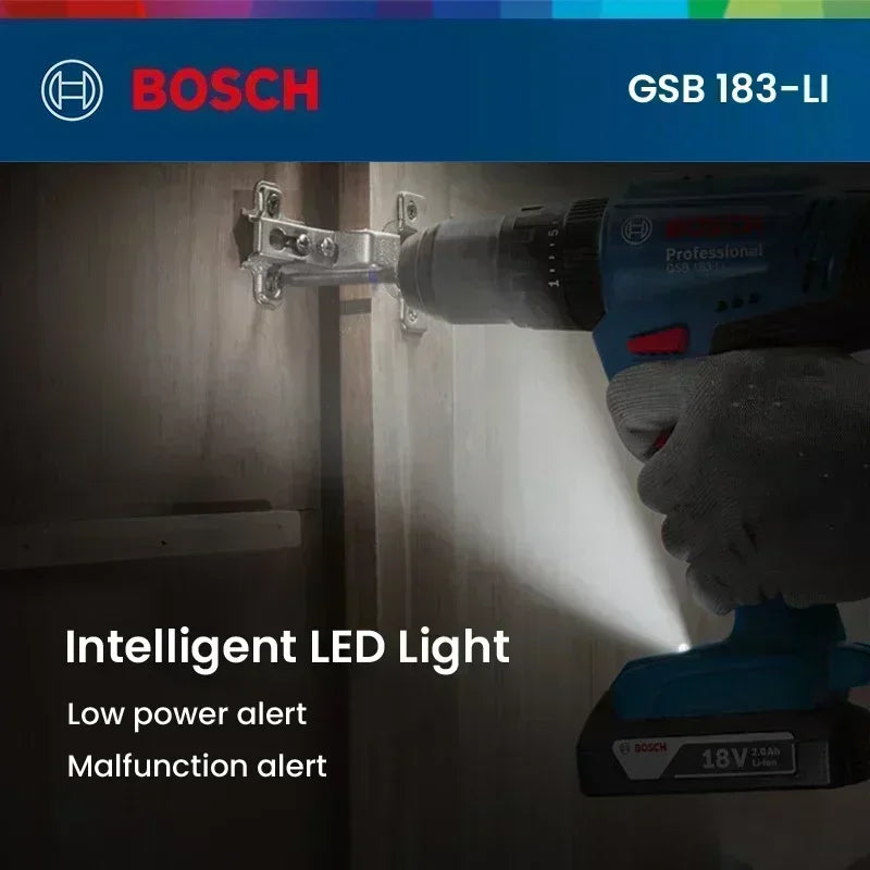 Trapano avvitatore a impulsi senza fili Bosch GSB183-LI 18V, avvitatore elettrico ad alta coppia per legno, metallo, muratura, utensile elettrico per il fai da te