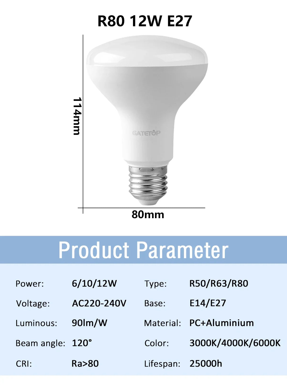 2 pezzi E27 E14 LED lampadina da bagno R50 R63 R80 220V 10W senza sfarfallio luce calda 3000K 6000K per la casa soggiorno illuminazione interna