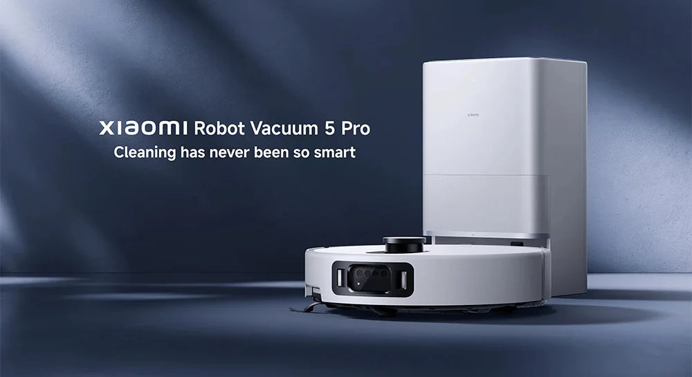 Versione Globale Xiaomi Robot Vacuum 5 Pro Video HD Chiamate Unidirezionali Aspirazione 20000Pa Aspirapolvere Anti-groviglio Senza Problemi Stazione Base Autopulente Mop Estensibile e Spazzola Laterale Controllo Intelligente