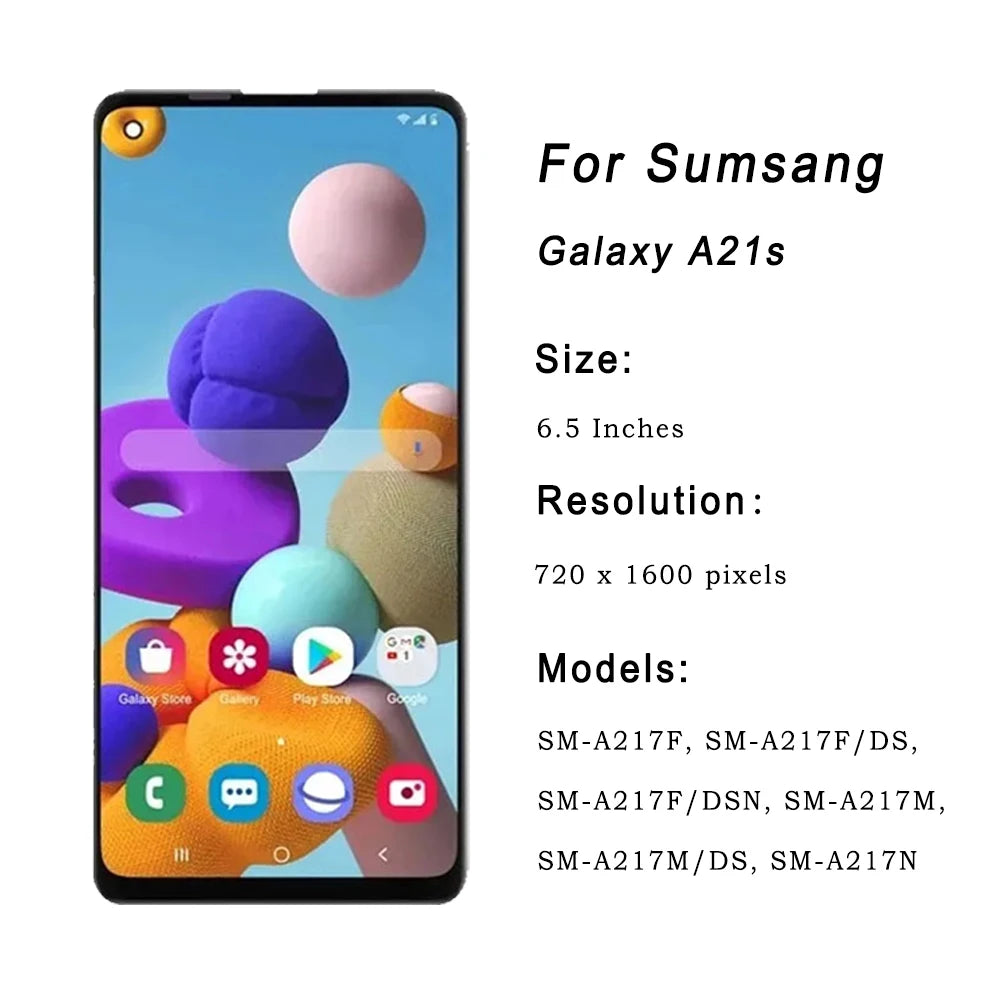 Display LCD con Touch Screen e Cornice per Samsung A21S SM-A217FN/DS