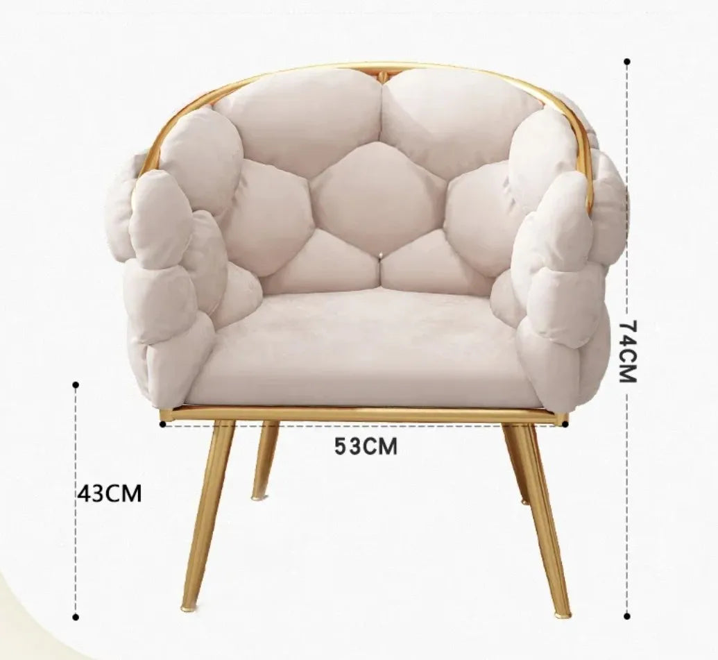 Poltrone di lusso nordiche design Velluto singolo Sedia da caffè rilassante soggiorno INS Sedia per trucco pane balcone Mobili moderni