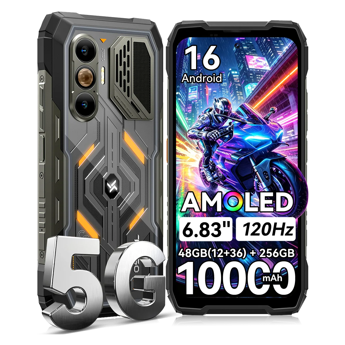 Blackview OSCAIL PILOT 8 Smartphone Robusto Progettato per le Estreme Condizioni, Qualcomm QCM6690 Octa-core, 48GB (12+36) RAM+256 ROM 5G WiFi7 BT6.0, 6.83" 120Hz, 10000mAh 55W, IP68 IP69K MIL-STD-810H, Fotocamera a Visione N