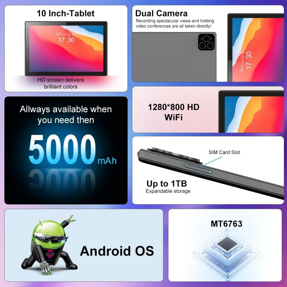 KOOMDIGI T40 Tablet 10,1" Android 13, 4G e 128 GB