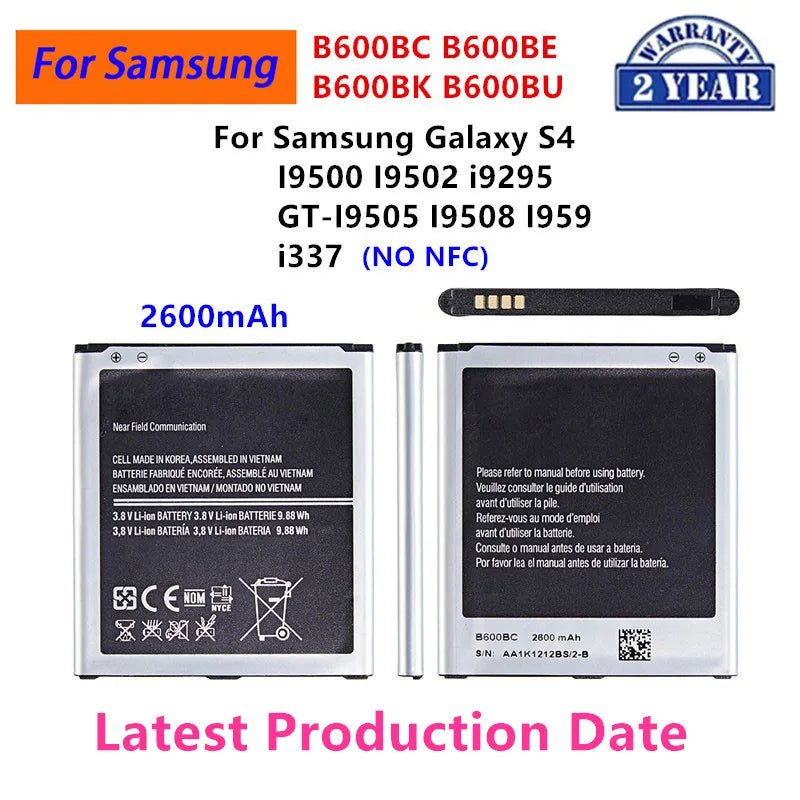 Nuovissima batteria B600BC B600BE B600BK B600BU 2600mAh per Samsung Galaxy S4 I9500 I9502 i9295 GT-I9505 I9508 i337 NO NFC