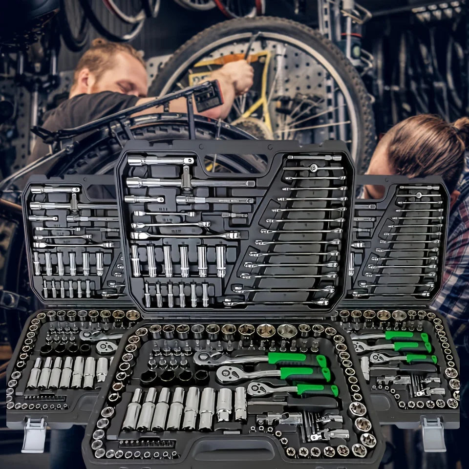 Set di 46 utensili per la riparazione meccanica di autoveicoli, multifunzionale, con bussole, chiavi e cricchetti, per la riparazione di auto, kit di attrezzi meccanici.