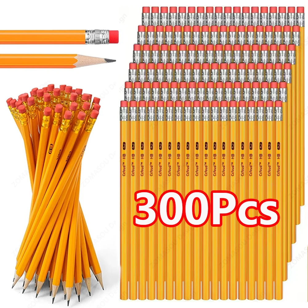 1-300 pezzi matite gialle in legno sfuso 2 matite HB con gomme non affilate per adulti regali per bambini per esami scolastici scrittura disegno