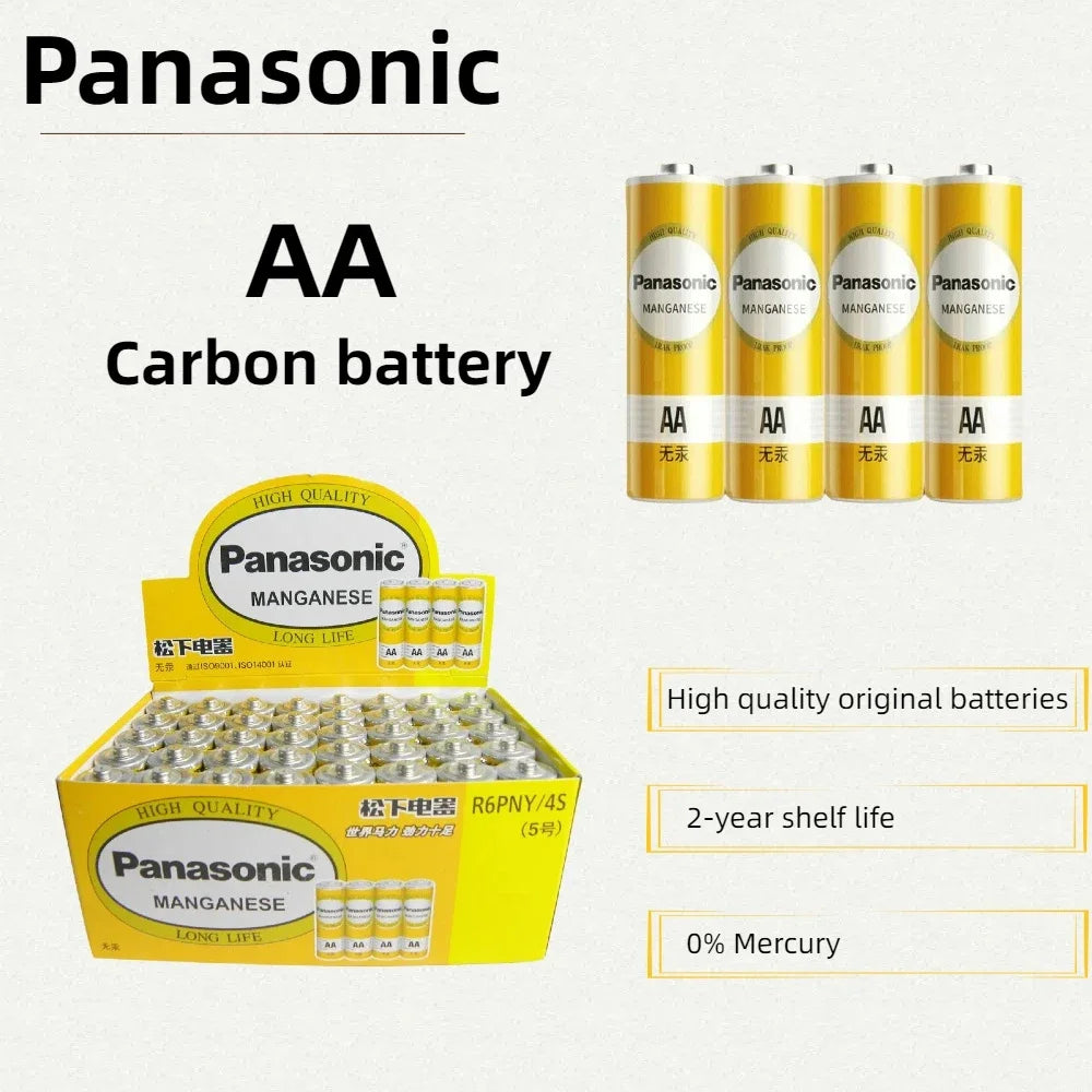 Batterie originali Panasonic AA 1.5V al carbonio-zinco per giocattoli LED, MP3, fotocamere, torce, rasoi, lettori CD