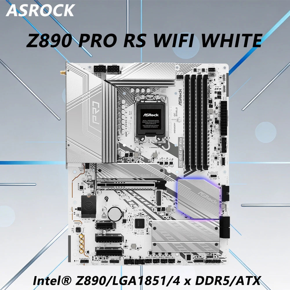Scheda Madre ASROCK Z890 PRO RS WIFI BIANCA Intel Z890 LGA1851 Supporta CPU Ultra 7 270K Plus 5 250K Plus 7 265K DDR5 2.5G LAN ATX