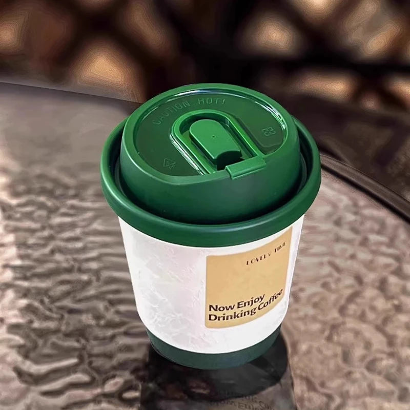 Bicchieri di Carta Monouso per Caffè, Latte e Tè con Coperchio, Design Goffrato e Texture Opaca per Bevande Calde
