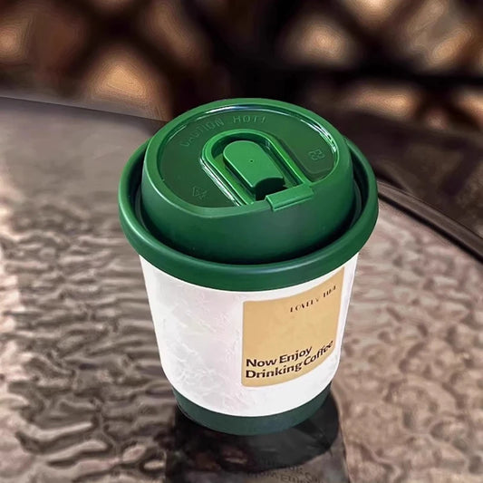 Bicchieri di Carta Monouso per Caffè, Latte e Tè con Coperchio, Design Goffrato e Texture Opaca per Bevande Calde