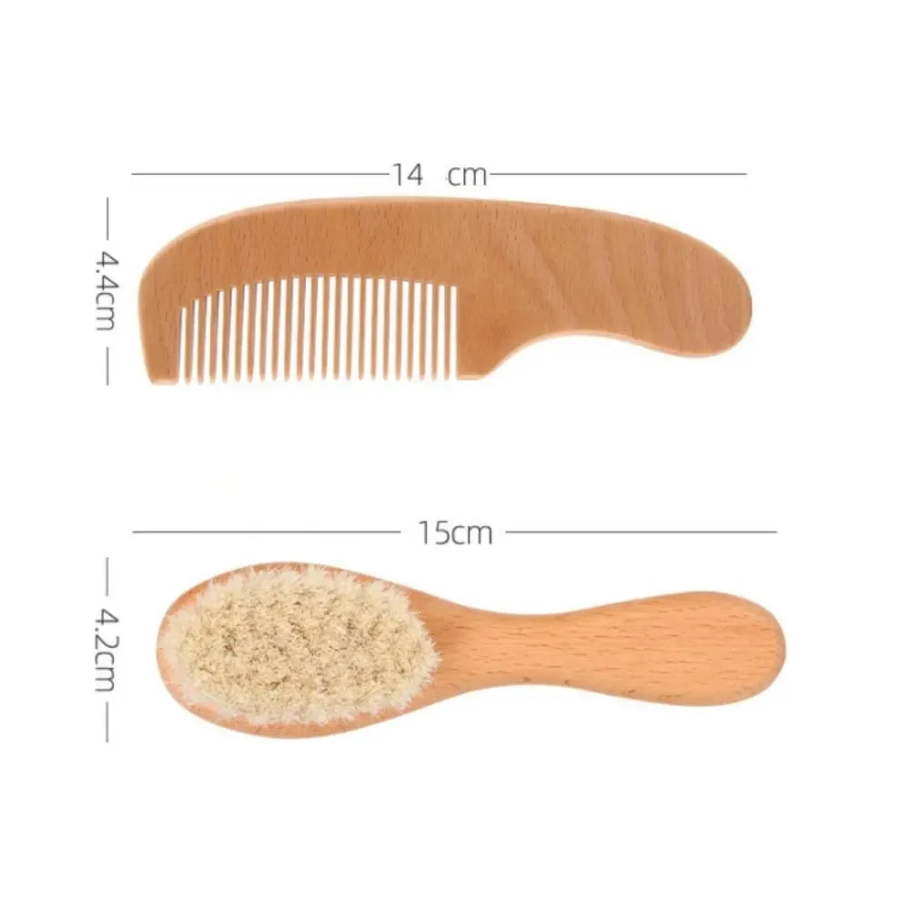 Set di 2 pettini e spazzole per la cura del bambino, set regalo con pettine e spazzola in legno di faggio TG183