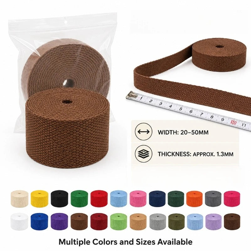 5 Metri 1.3mm 20-50mm Cotone Tessuti Nastro per Borsa Cinghia Zaino Etichetta Nastro Fascia Vestiti Bias Vincolante Accessori Per Cucire FAI DA TE