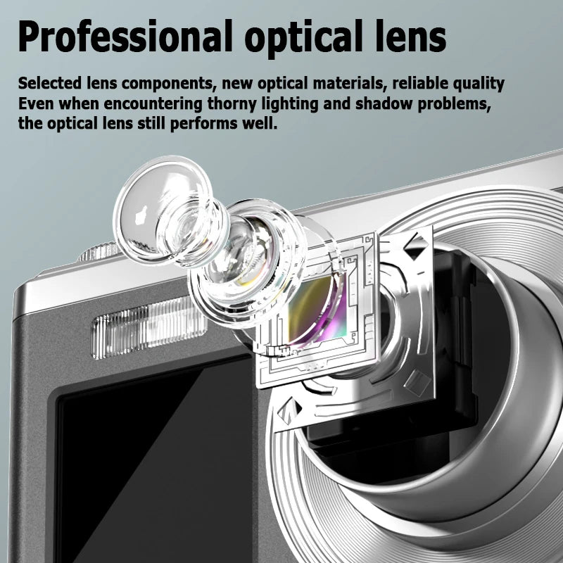 Fotocamera digitale 4K con doppio schermo, obiettivo telescopico, zoom ottico 16x ad alta definizione, fotocamera impermeabile, ideale per selfie, per migliorare l’aspetto, per uso domestico, modello C23.