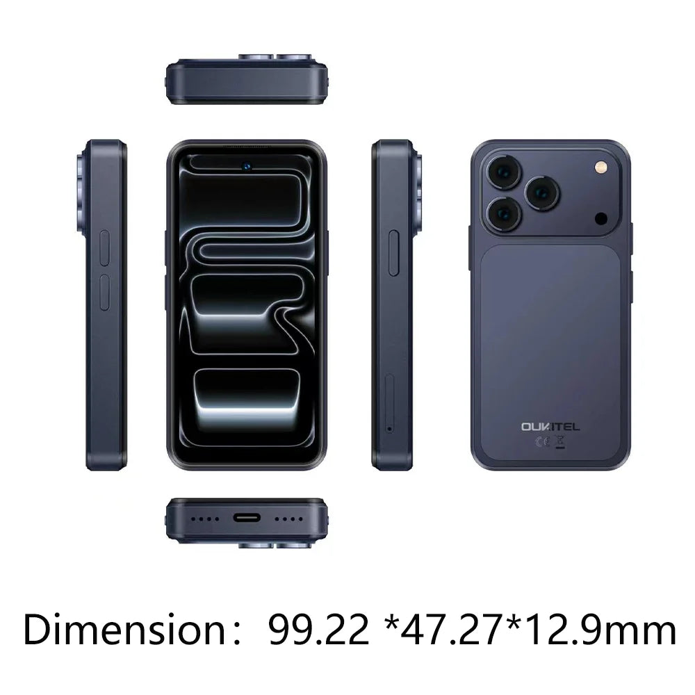 OUKITEL C17 mini, smartphone compatto, fino a 12 GB di RAM (3+9) + 32 GB di ROM, telefono tascabile ultra compatto, display mini da 4 pollici, batteria da 2300 mAh, tecnologia Gemini AI, smartphone Android sbloccato.