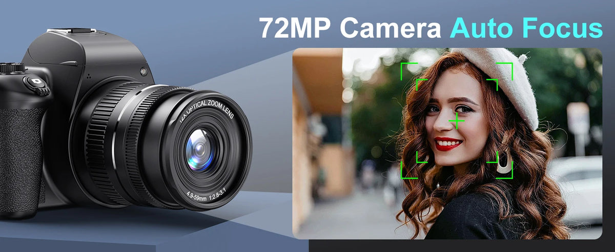 Fotocamera Digitale con Zoom Ottico 12X, 4K, WiFi, HD, 72MP, Avanzata, 270° ° Schermo Ribaltabile Autofocus Principiante/Principiante Selfie Macro