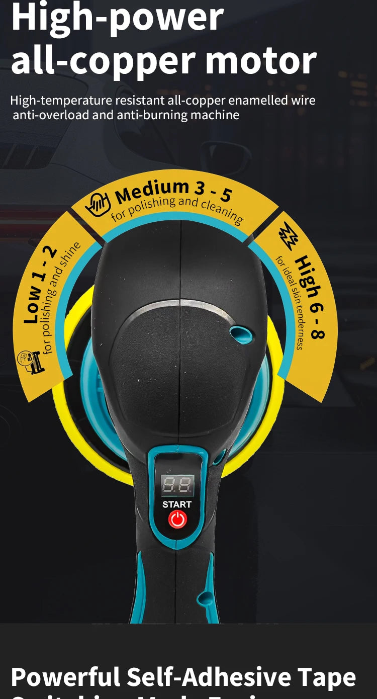 Lucidatrice Senza Fili Mamidw, 8 Velocità Variabili Max 5000 Giri/min, Lucidatrice Portatile per Auto con Platorello Autoadesivo, 4 Tamponi Lucidanti per Dettagli Auto, Ceratura e Lucidatura, Compatibile con Batteria Makita
