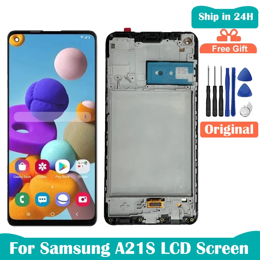 Display LCD con Touch Screen e Cornice per Samsung A21S SM-A217FN/DS