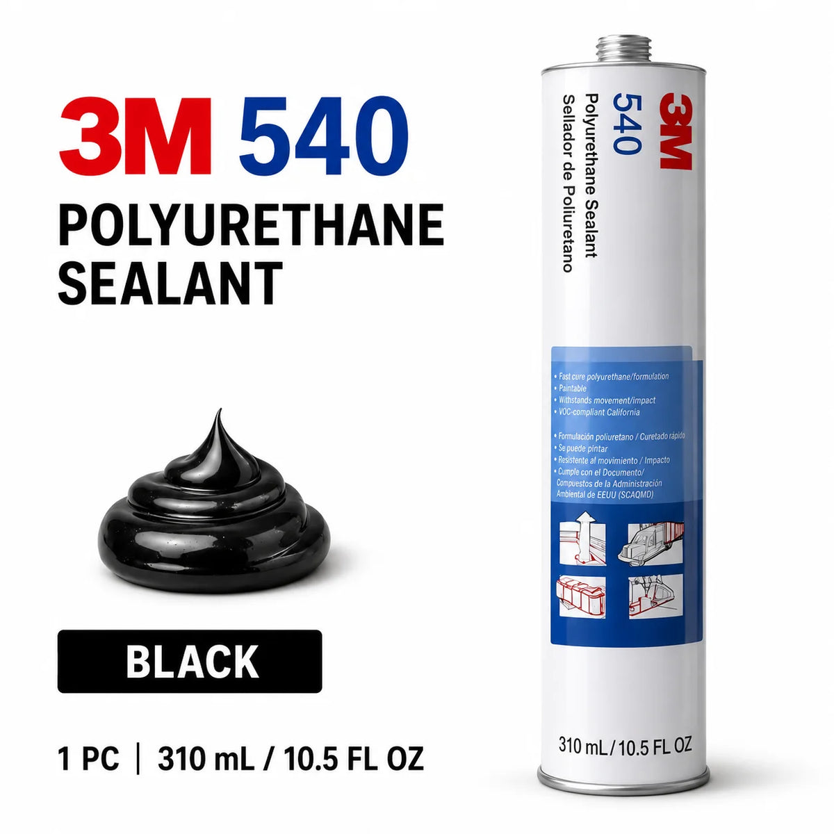 Sigillante Adesivo Poliuretanico Professionale 3M 540 per Pannelli Metallici Automobilistici e Giunti di Costruzione per Meccanici e Appaltatori