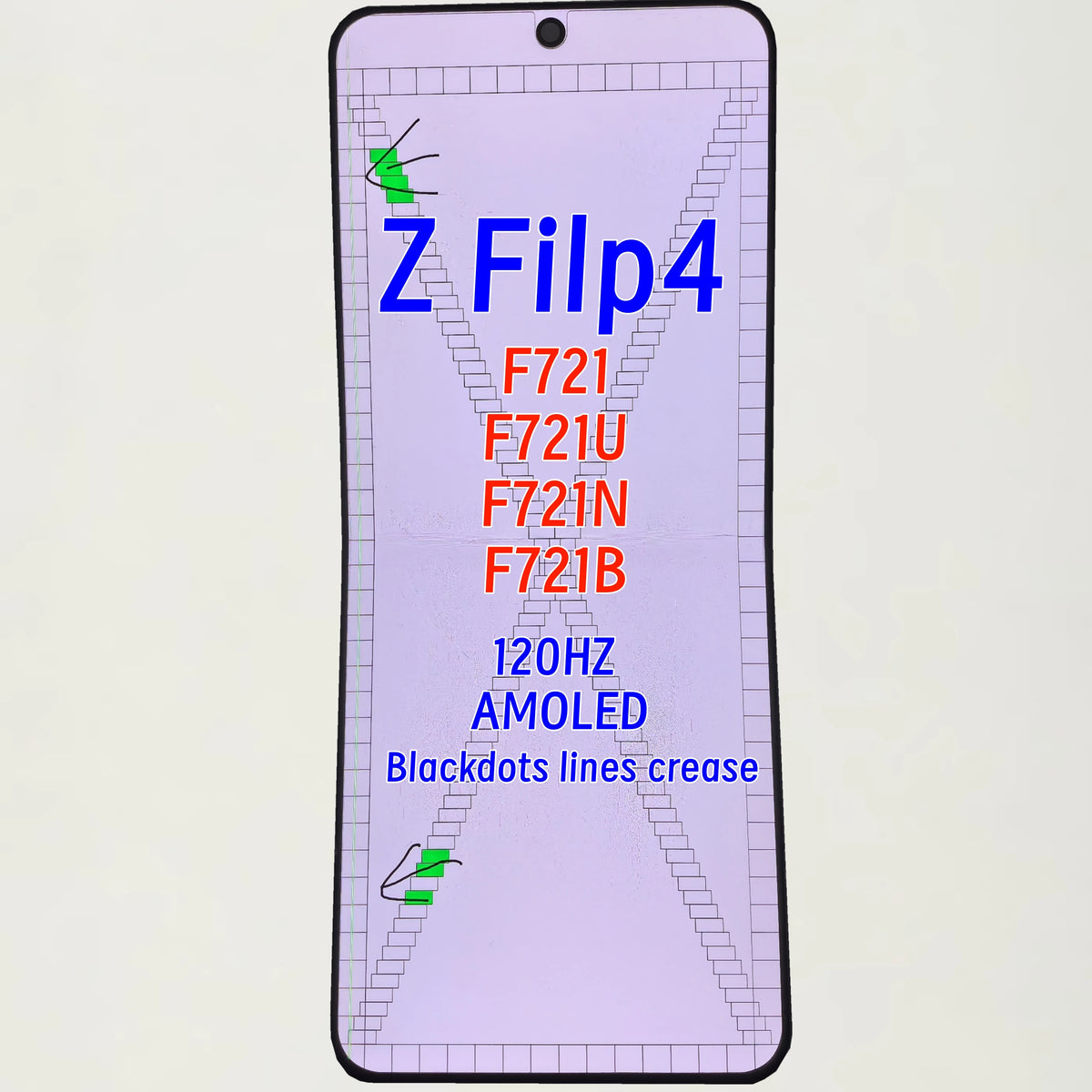 Display LCD Super AMOLED da 6.7'' 100% Testato per Samsung Z Flip 4 SM-F7210 F721 F721W F721U, Schermo Touch Sostitutivo Con Difetti