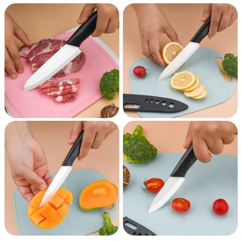 Coltello in ceramica da 3/4/5 pollici resistente all'ossidazione e senza ruggine, con custodia, portatile, per la preparazione di alimenti per neonati e bambini.