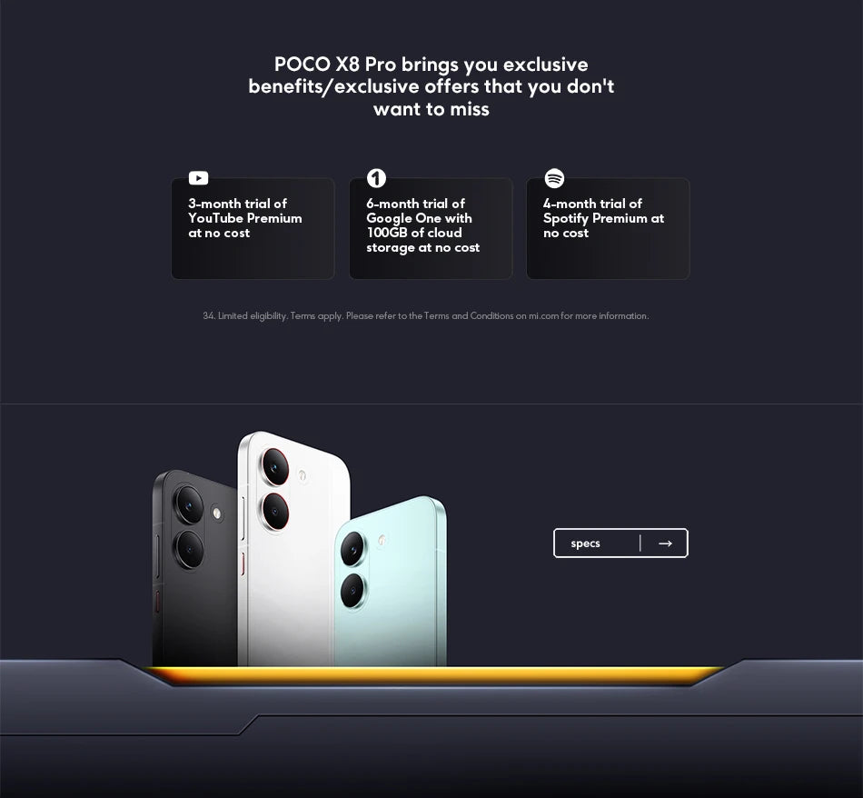 POCO X8 Pro, versione globale, batteria super da 6500 mAh, display AMOLED da 6,59" a 120 Hz, fotocamera da 50 MP, NFC, processore Dimensity 8500-Ultra, smartphone Android 16.