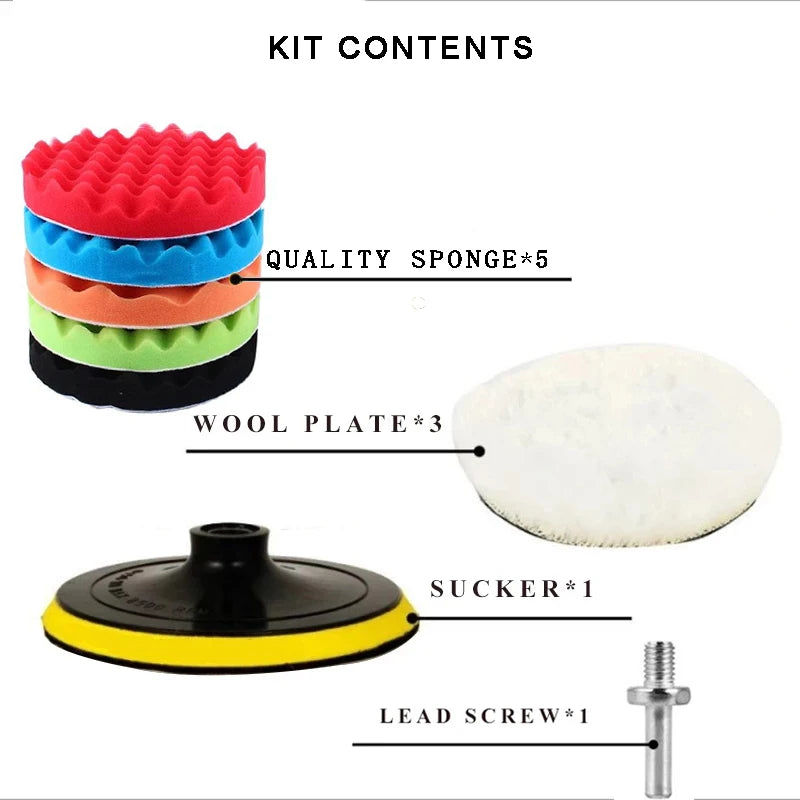 Kit lucidatura auto 8 pezzi: dischi lucidanti da 3/5/7 pollici, spugne per ceratura e lucidatura auto, accessori per lucidatrice auto