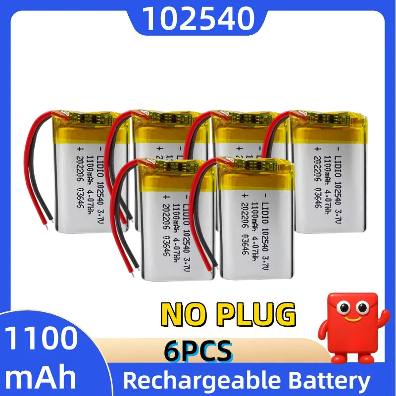 Batteria al litio 3,7 V 102540, 1100 mAh, batterie polimeriche + scheda di protezione PCB per localizzatore GPS, dispositivi MP3/MP4, batteria ricaricabile.