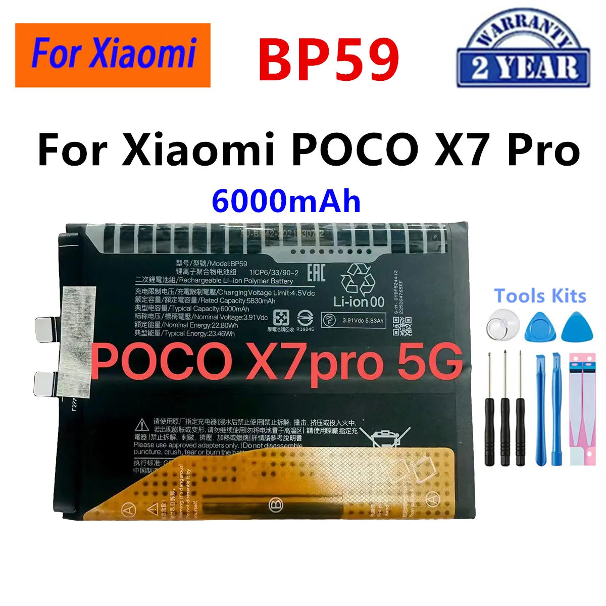 Batteria BN4A BN5W BN5Y BN6C BN71 BM68 BM5R BM5T BN5V BP59 per Xiaomi Redmi Note 7 14 15 Pro Xiaomi 13T Redmi 12 Poco X6 X7 5G