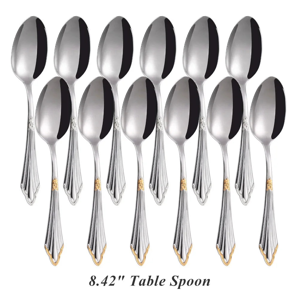 Set di 6 cucchiai da tavola da 6 cucchiai da zuppa in acciaio inossidabile Set di cucchiai da zuppa Royal 6 pezzi per cucina/casa/ristorante