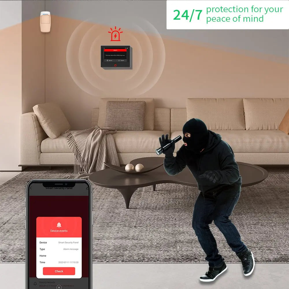 Sistema di allarme domestico Staniot da 7 pollici, wireless, WiFi, 4G, Tuya Smart, kit di protezione di sicurezza con sirena integrata da 115 dB e batteria da 5000 mAh