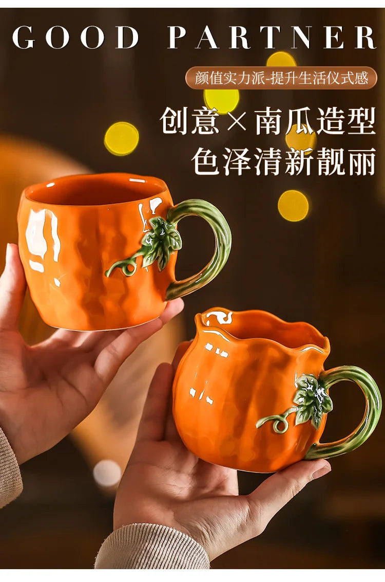 Tazza a Forma di Zucca Carina, Tazze Realistiche a Forma di Zucca, Stoviglie in Porcellana, Utensili per Bere, Tazze da Caffè, Tazze per il Tè Pomeridiano