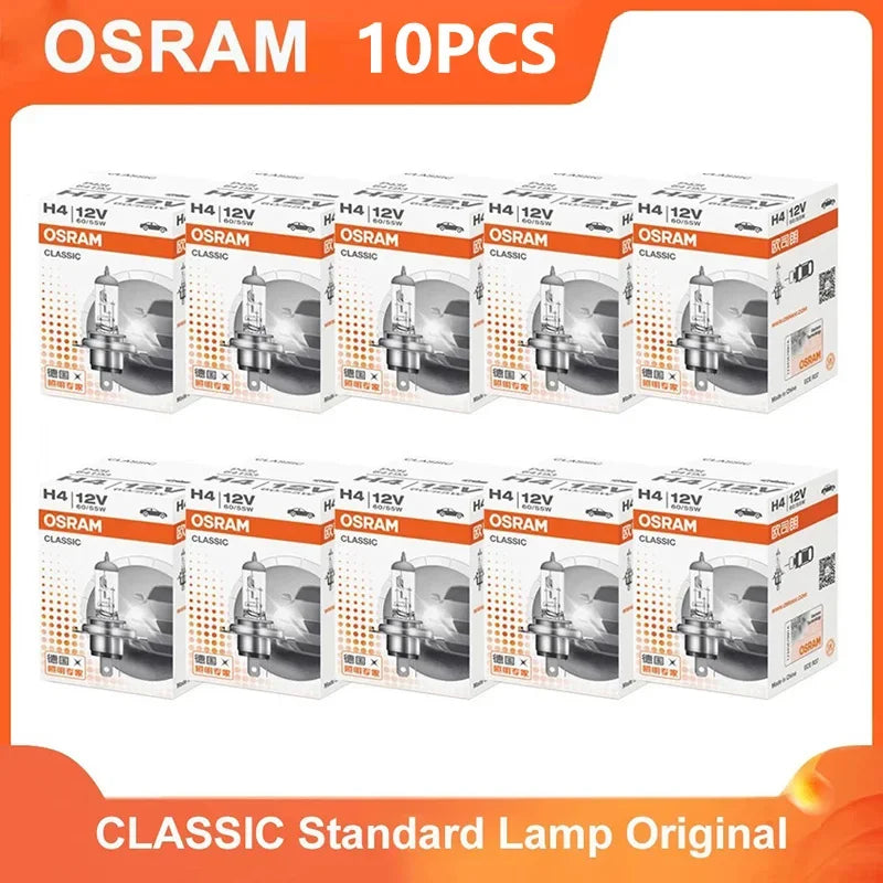 OSRAM H1 H4 H3 H7 HB2 9003 CLASSIC Auto Faro Alogeno Lampade Standard 3200K Luce Bianca Originale 12V 55W Lampadine ECE (10 PZ)