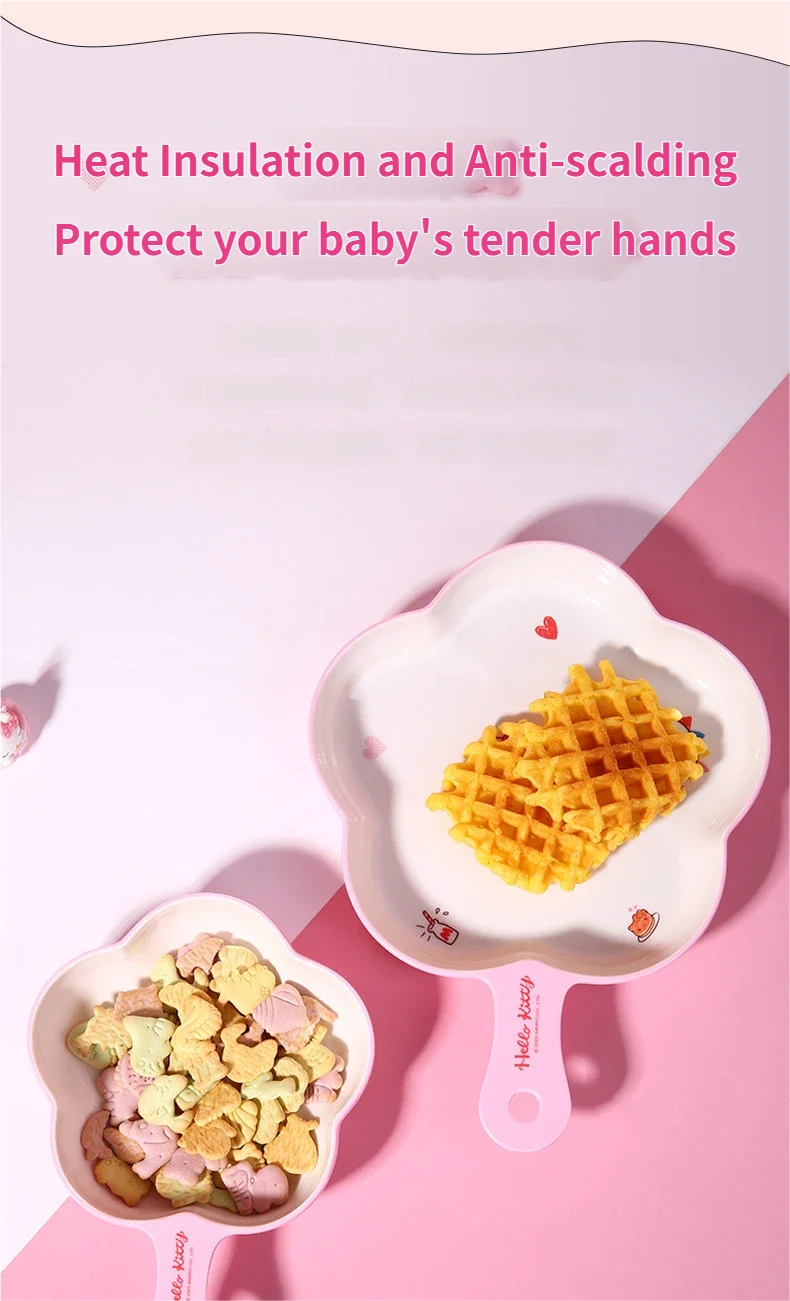 WUHE Set di Stoviglie per Bambini Hello Kitty, Ciotole e Piatti in Melamina, Design Cartoon per Ragazze, Senza BPA, Infrangibile, Lavabile in Lavastoviglie