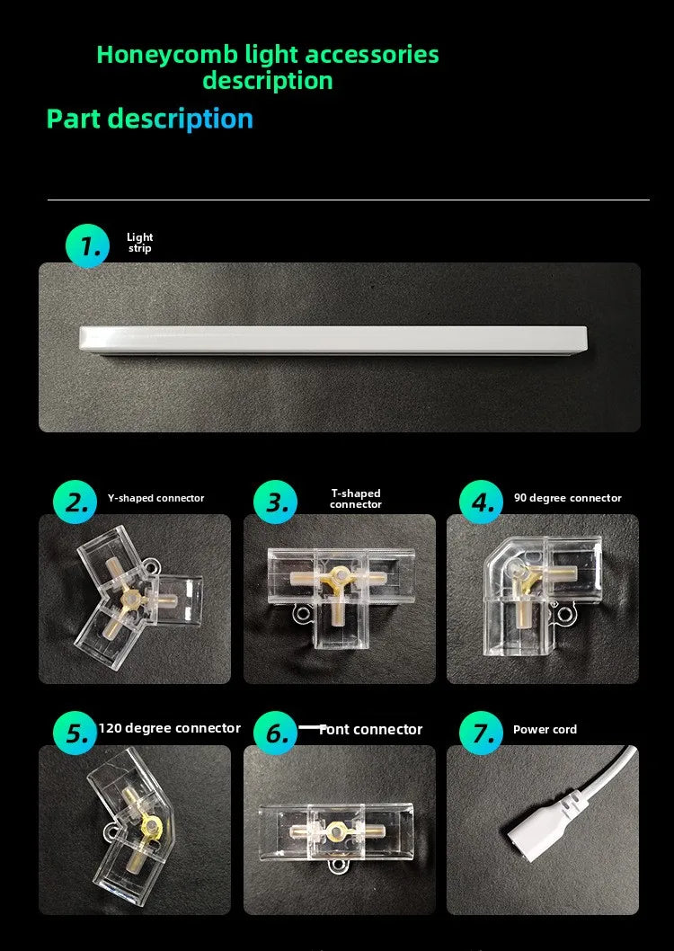 14 griglie con telaio luci da garage esagonali 6500K 672W a nido d'ape led per officina barbiere palestra soffitto negozio seminterrato